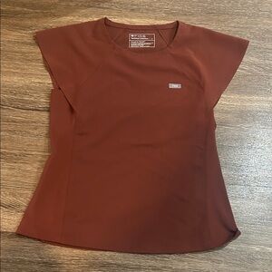 Figs walnut orillia slim scoop neck Top